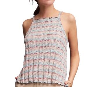 Akemi + Kin Kaden Ribbed Kit Tank Top Orange Teal Turquoise Women's Size Small